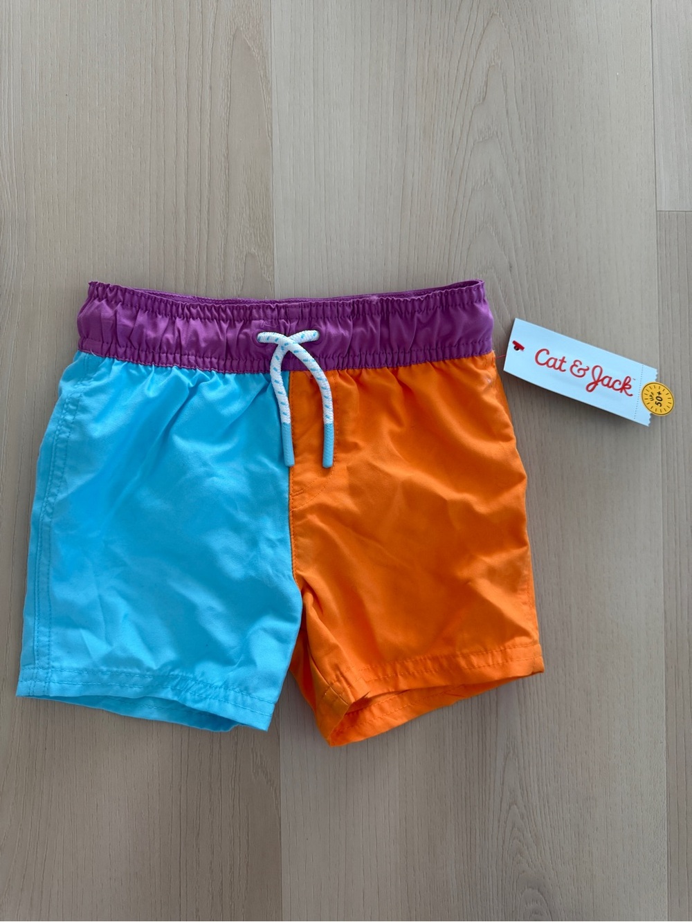 Cat & Jack Blue, Orange & Purple Colorblock Kids Swim Shorts
